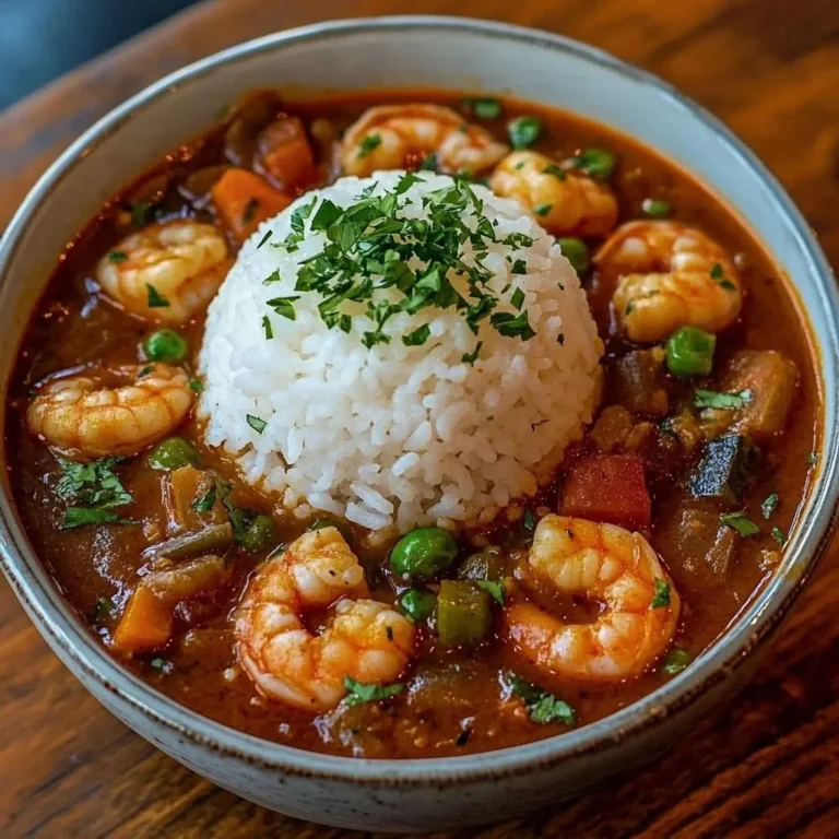 Bowl of Louisiana gumbo with shrimp and sausage, garnished with green onions