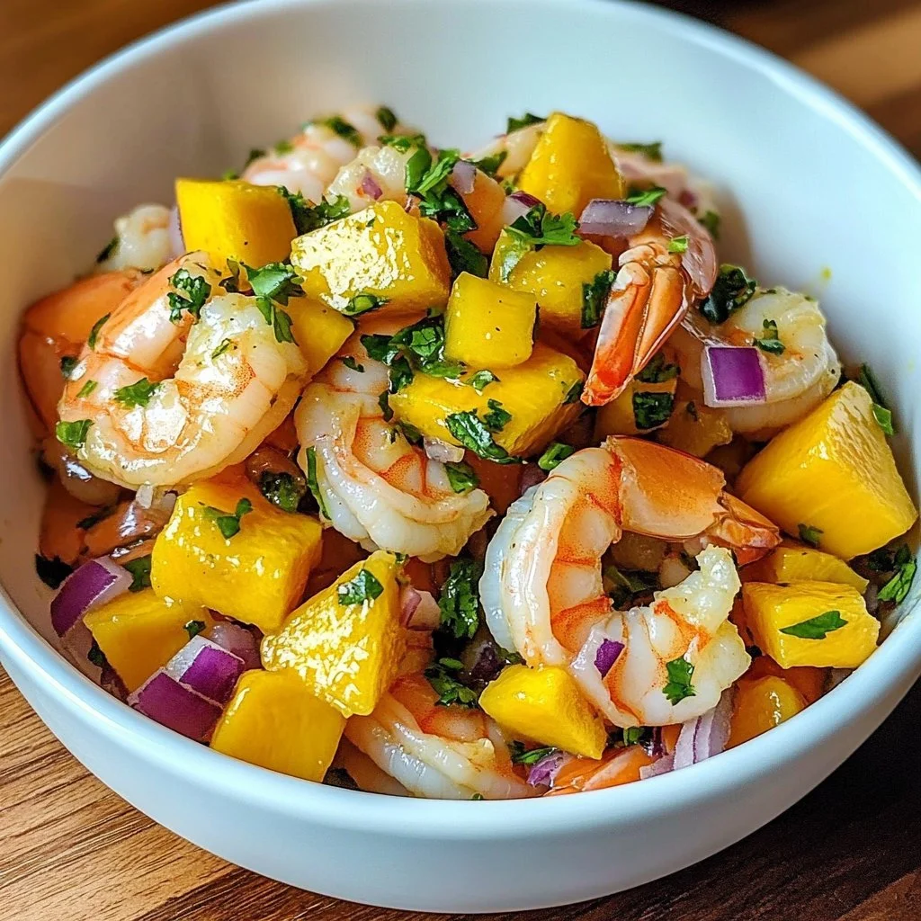 Delicious Mango Shrimp Ceviche with fresh ingredients and vibrant colors
