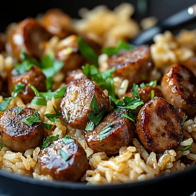 Delicious one-skillet Cajun honey garlic sausage and rice dish