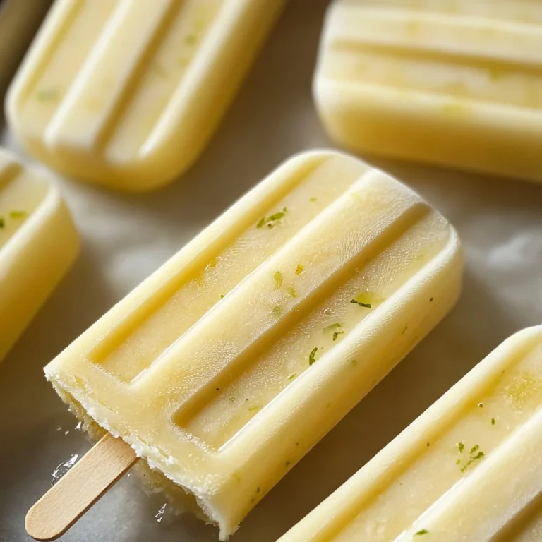 Pineapple Coconut Lime Popsicles on a wooden table, bright and refreshing summer dessert.