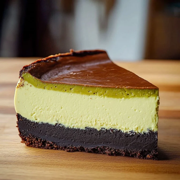 Pistachio Brownie Basque Cheesecake with a rich, creamy texture and pistachio topping