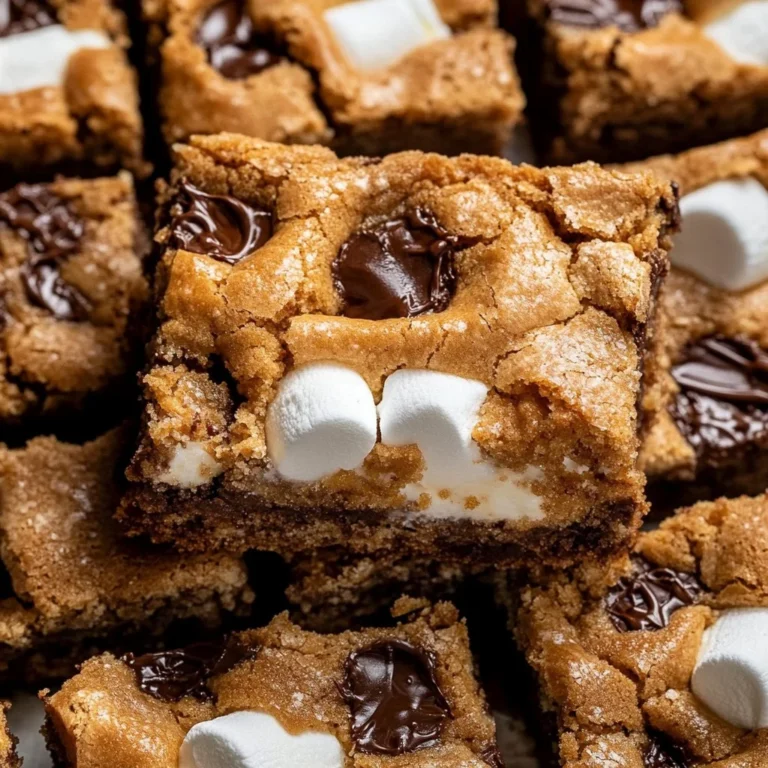 Delicious S'mores Cookie Bars with chocolate, marshmallows, and graham crackers