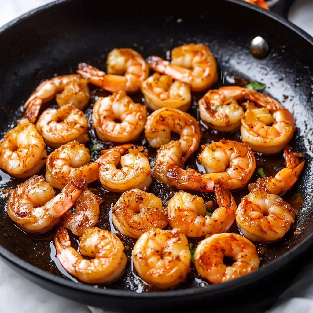Spicy shrimp tacos topped with cilantro lime slaw on a plate.