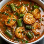 Bowl of Authentic Nigerian Okra Soup garnished with seasonings