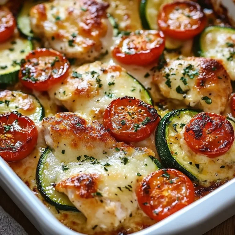 Baked Mediterranean Chicken with vegetables and herbs on a plate