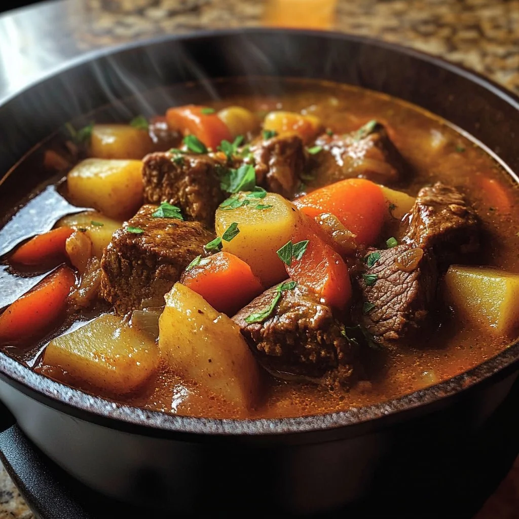 Delicious Caribbean Lamb Stew served in a bowl with vibrant vegetables