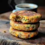 Freshly baked cheddar scallion muffins on a wooden cutting board