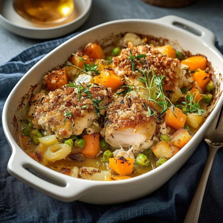 Delicious Chicken Leek and Butternut Squash Bake in a one-pan dinner