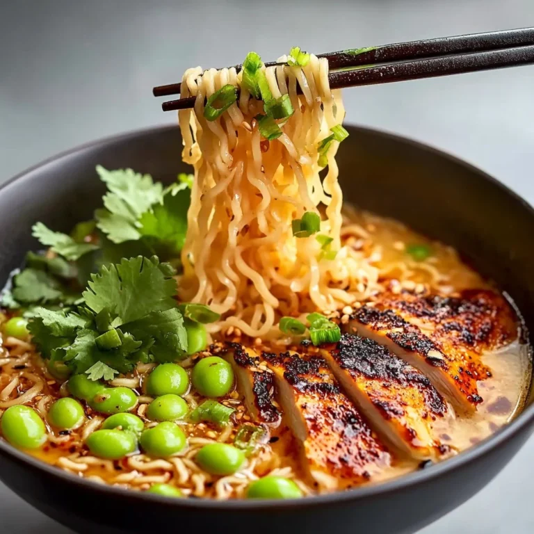 Delicious creamy Marry Me Chicken Ramen in a bowl