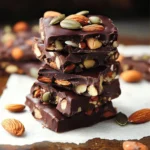 Dark chocolate nut squares with nuts and rich chocolate coating