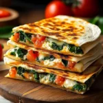 Easy Mediterranean Quesadilla with fresh vegetables and cheese