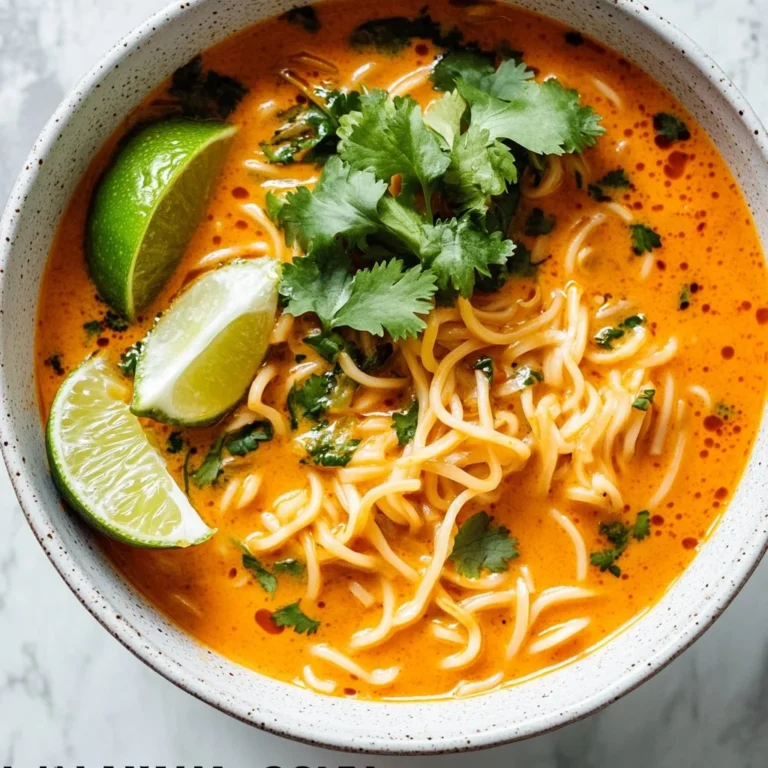 Bowl of easy Thai noodle soup with fresh herbs and vegetables