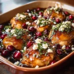 Honey Cranberry Chicken Bake with Feta Cheese served on a plate