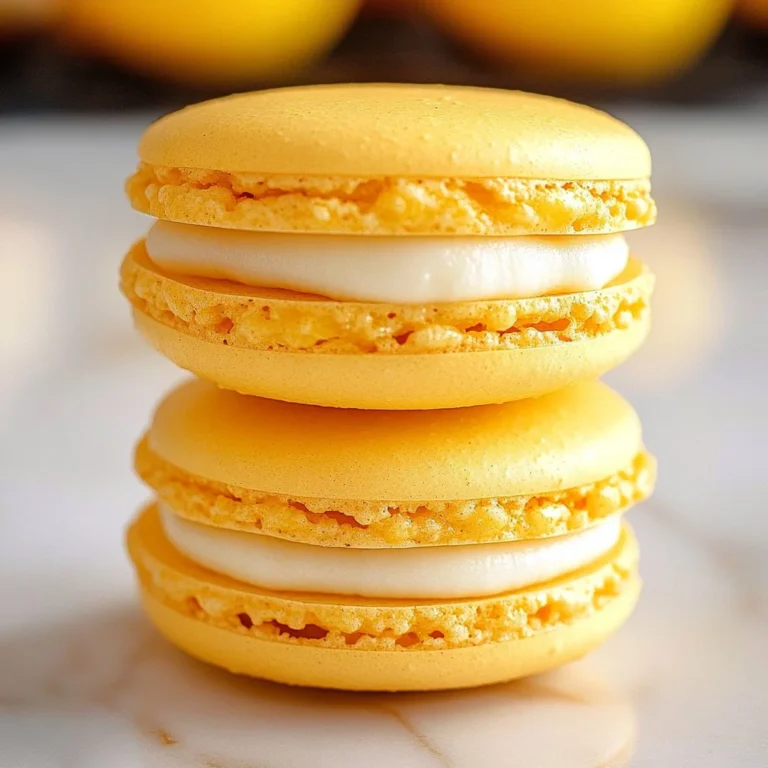 Lemon Meringue Pie Macarons with vibrant lemon filling and meringue topping