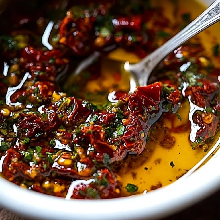 Mediterranean Sun Dried Tomato Garlic Olive Oil Dip served in a bowl