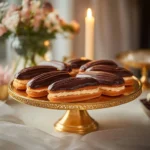 Delicious mocha éclairs with coffee-infused pastry cream on a plate.