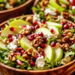 Pomegranate Christmas Salad with Honey Mustard Dressing in a bowl