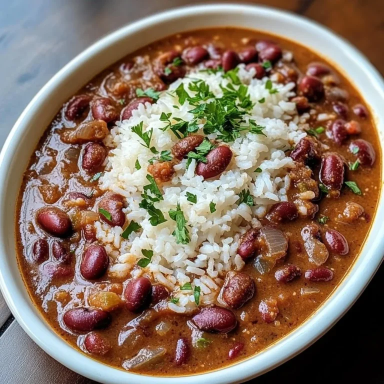 Plate of red beans and rice served with a side of cornbread