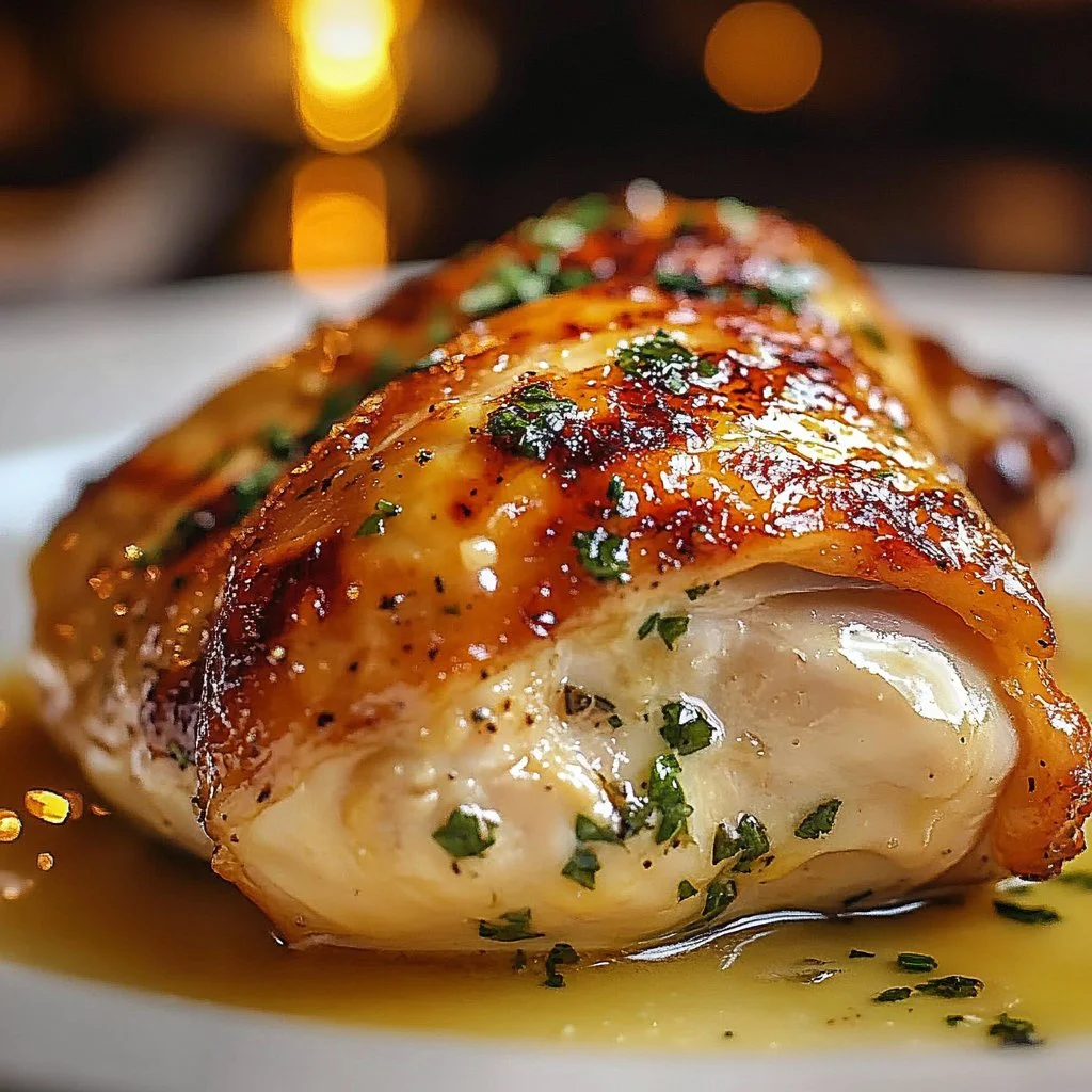 Delicious stuffed chicken inspired by Ruth's Chris recipe served on a plate