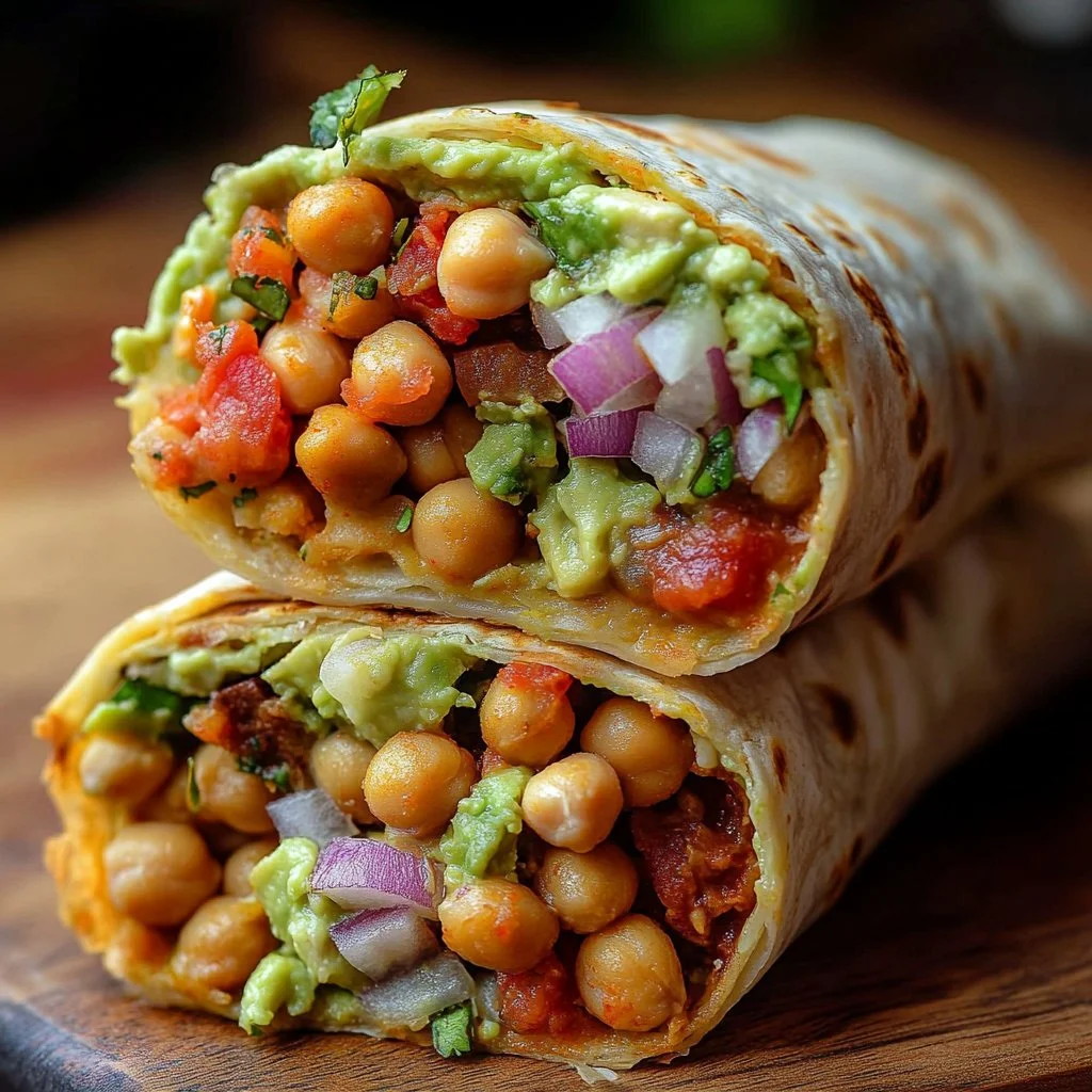 Spicy Chickpea and Avocado Wrap, a healthy chickpea wrap loaded with flavor