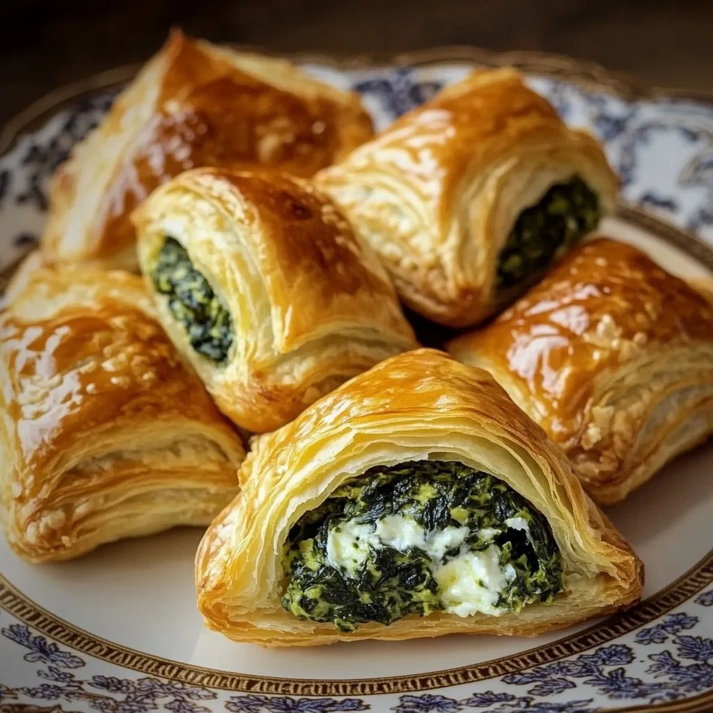 Golden and flaky spinach puffs filled with fresh spinach and cheese
