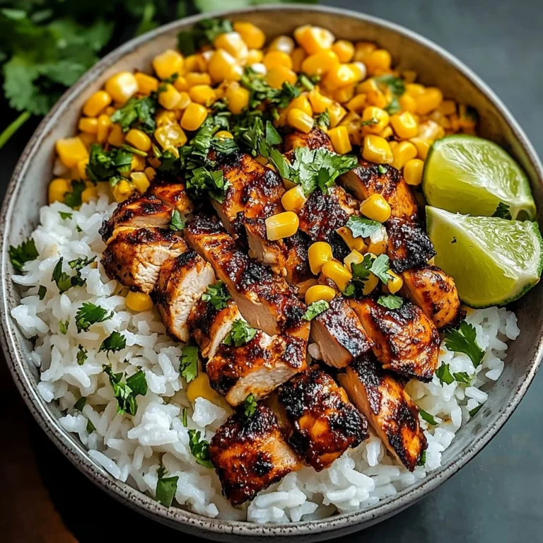Delicious Street Corn Chicken Rice Bowl topped with fresh ingredients and spices