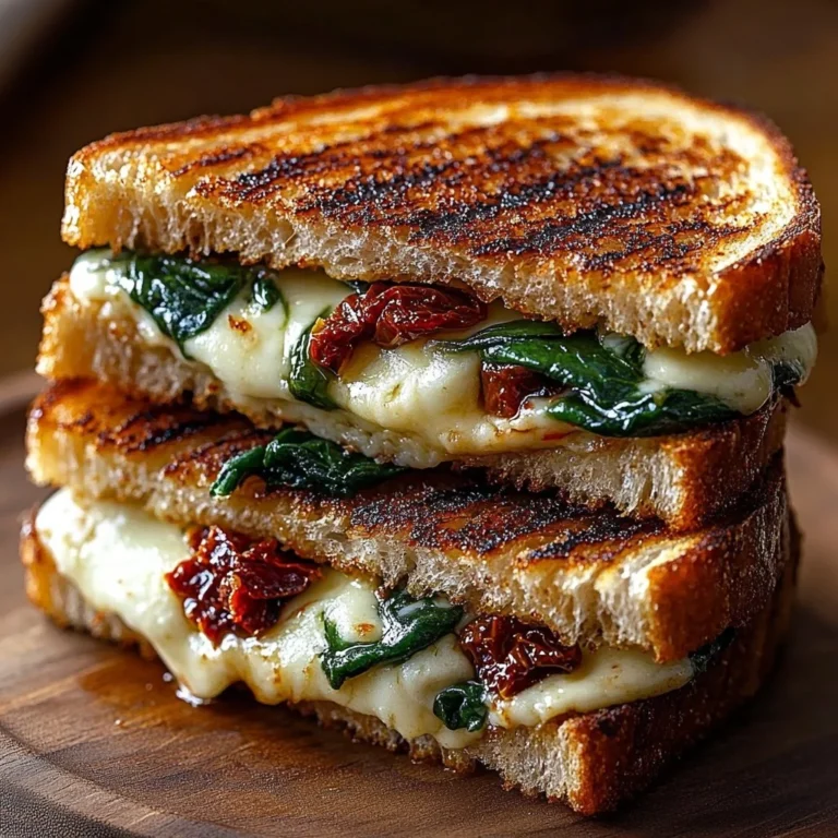 Sun-Dried Tomato, Spinach, and Ricotta Grilled Cheese sandwich on a plate