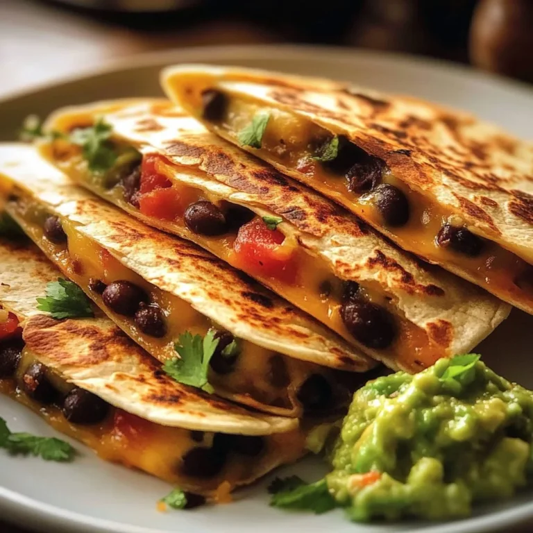 Vegetarian avocado and black bean quesadilla on a plate