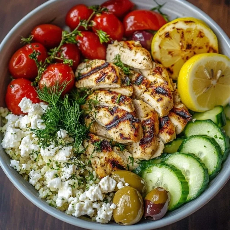 Mediterranean lemon-dill chicken bowls ready for meal prep with vibrant vegetables